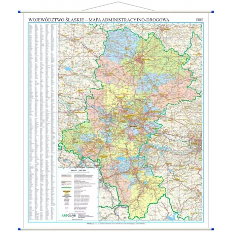 Śląskie administracyjno-drogowa 96,5x108 cm. Mapa ścienna.