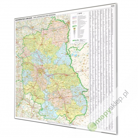 Lubelskie administracyjno-drogowa 105x131cm. Mapa magnetyczna.