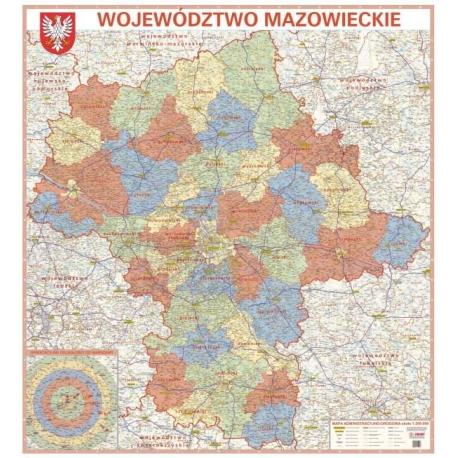 Mazowieckie 1:200 tys. Jokart Mapa ścienna 138x150cm