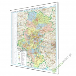 Śląskie administracyjno-drogowa 97x114cm. Mapa w ramie aluminowej.