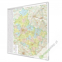 Wielkopolskie administracyjno-drogowa 139x164 cm. Mapa w ramie aluminiowej.