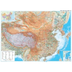 Chiny fizyczno-drogowa 128x90cm. Mapa ścienna.