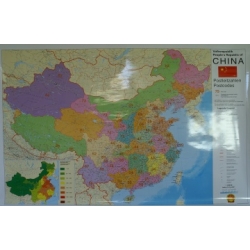Chiny administracyjno-drogowa z kodami 146x100 cm. Mapa ścienna.