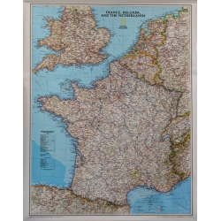 M-DR Francja ,Belgia,Holandia,Anglia Wal Mapa scienna 1:1,9 mln NG 64x77cm