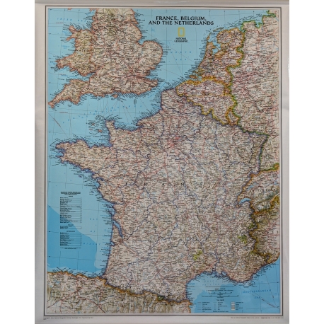 M-DR Francja ,Belgia,Holandia,Anglia Wal Mapa scienna 1:1,9 mln NG 64x77cm
