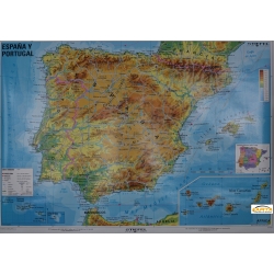 Hiszpania i Portugalia fizyczna 140x100cm. Mapa ściena.