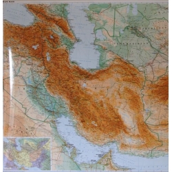 Irak, Iran, Afganistan, Armenia, Turkmenistan, Pakistan, Kraje Kaukaskie, Kuwejt, Katar 130x88cm. Mapa ścienna.