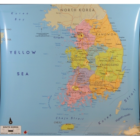 Korea Południowa administracyjno-drogowa 113x98cm. Mapa ścienna.