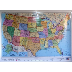 Stany Zjednoczone/USA administracyjno-drogowa/fizyczna 160x120cm. Mapa ścienna dwustronna.