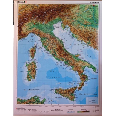Włochy fizyczna 120x150cm. Mapa ścienna.