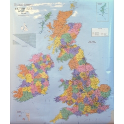 Wyspy Brytyjskie/Wielka Brytania i Irlandia administracyjno-drogowa 96x111cm. Mapa ścienna.