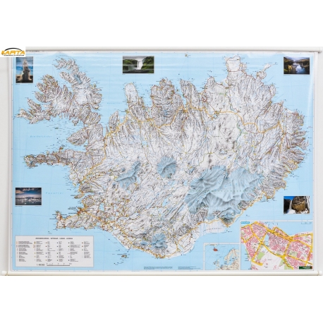 Islandia  drog-fiz.1:400tys F&B Mapa ścienna 140x98cm