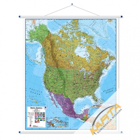 Ameryka Północna 106x120cm.Mapa ścienna