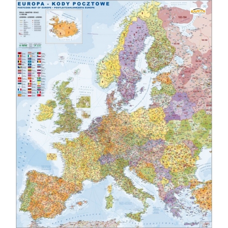 Europa kodowa 104x114cm. Mapa ścienna.
