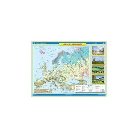Europa krajobrazowa/ukształtowanie powierzchnii 160x120cm. Mapa ścienna dwustronna.