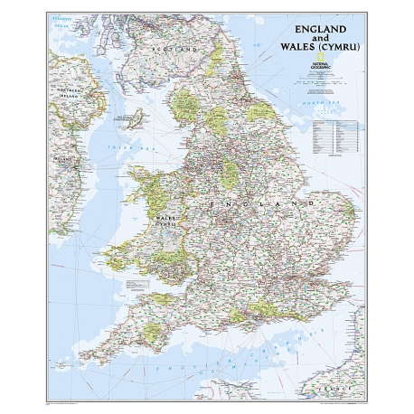 Anglia i Walia administracyjno-drogowa 82x93cm. Mapa ścienna.