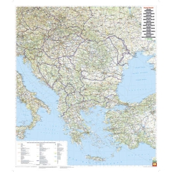 Bakany. Europa południowo-wschodnia drogowa 91x101cm. Mapa ścienna.
