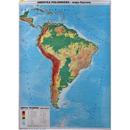 Ameryka Południowa 1:8,mln. Piętka Mapa ścienna 104x140cm
