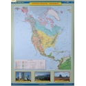 Ameryka Północna ukształtowanie powierzchni/krajobrazy 124x160cm. Mapa ścienna dwustronna.