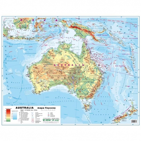 Australia Polityczna/fizyczna 148x98cm. Mapa ścienna dwustronna.