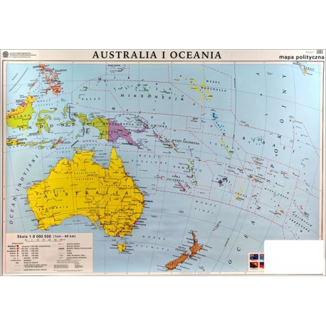 Australia Polityczna/konturowa 160x120cm. Mapa ścienna dwustronna.