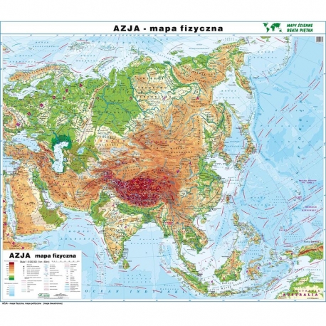 Azja Polityczna/fizyczna 166x140cm. Mapa ścienna dwustronna.