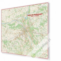 Okolice Warszawy 124x95 cm. Mapa w ramie aluminiowej.