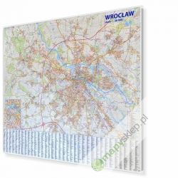 Wrocław 135x120 cm. Mapa w ramie aluminiowej.