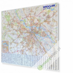 Wrocław 135x127 cm. Mapa w ramie aluminiowej.