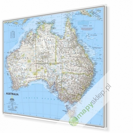 Australia 76x67 cm. Mapa w ramie aluminiowej.