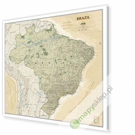Brazylia exclusive 107x98 cm. Mapa w ramie aluminiowej.