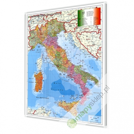 Włochy Administracyjno-Kodowa 100x119 cm. Mapa magnetyczna.