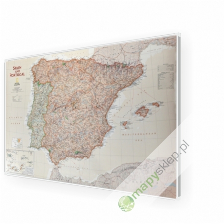 Hiszpania i Portugalia exclusive 86x57 cm. Mapa w ramie aluminiowej.