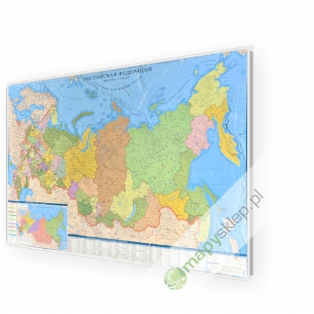 Rosja / Federacja Rosyjska 124x76 cm. Mapa w ramie aluminiowej.