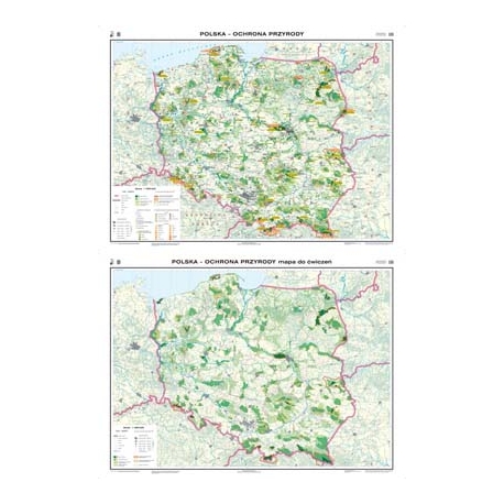 Polska ochrona przyrody/ćwiczeniowa 160x120cm. Mapa ścienna dwustronna.