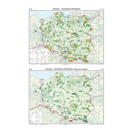 Polska ochrona przyrody/ćwiczeniowa 160x120cm. Mapa ścienna dwustronna.