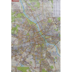 Warszawa 68x98cm. Mapa ścienna dwustronna.