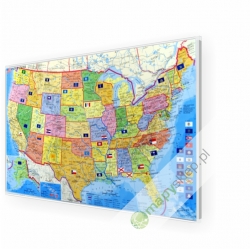 Stany Zjednoczone/USA kodowa 96x68 cm. Mapa w ramie aluminowej.