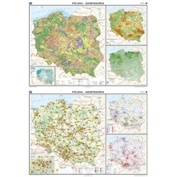 Polska gospodarka (rolnictwo/przemysł) 166x120cm. Mapa ścienna dwustronna.