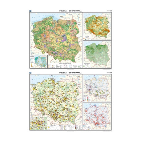 Polska gospodarka rolnictwo/przemysł 160x120cm. Mapa ścienna dwustronna.