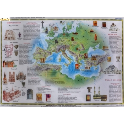 Europa. Wielkie cywilizacje średniowiecza - kultura i sztuka 166x114cm. Mapa ścienna.