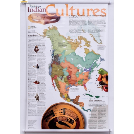 Indianie-Kultura/Ameryka Północna 64x92cm. Mapa ścienna.