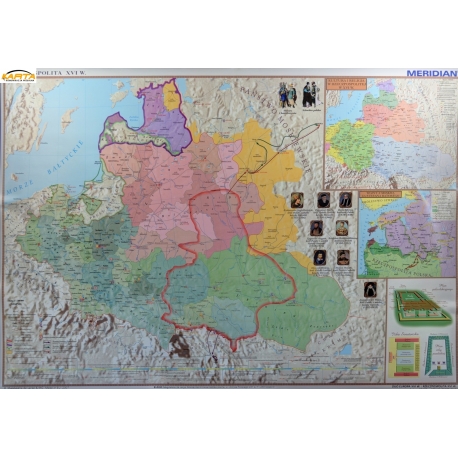 Rzeczpospolita po Unii Lubelskiej /Europa XVI w.160x120cm. Mapa ścienna dwustronna.