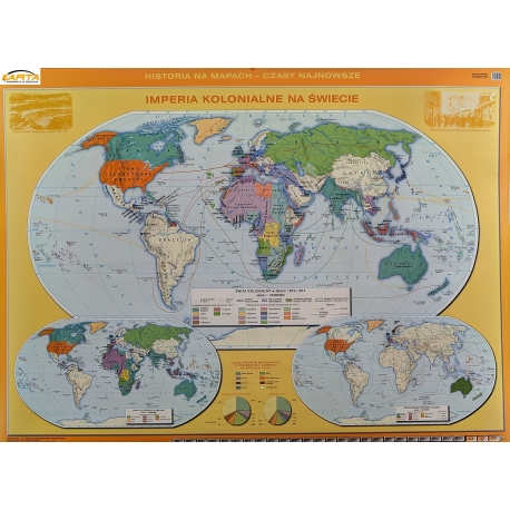 Świat/Imperia kolonialne na Świecie 160x120cm. Mapa ścienna dwustronna.