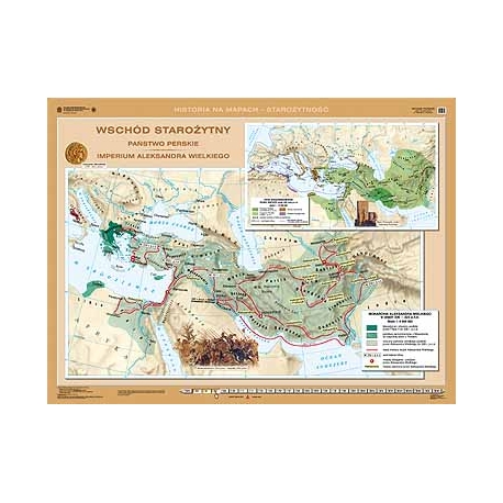 Wschód Starożytny, Państwo Perskie, Imperium Aleksandra Wielkiego/Świat Hellenistyczny 160x120cm. Mapa ścienna dwustronna.