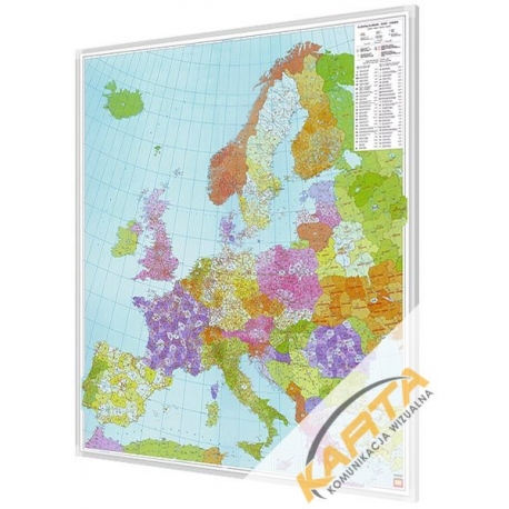 Europa Kodowa 96x114cm. Mapa do wpinania.