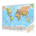 Świat Polityczny z flagami 140x100cm. Mapa w ramie aluminiowej.