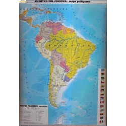 Ameryka Południowa polityczna 104x140cm. Mapa w ramie aluminiowej.