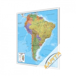 Ameryka Południowa polityczna 106x120cm. Mapa w ramie aluminiowej.