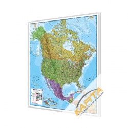 Ameryka Północna politycznanania 105x120cm. Mapa do wpinania.